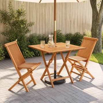 vidaXL 3-delige opvouwbare bistroset voor in de tuin Naturel, Tuin en Terras, Verzenden, Nieuw