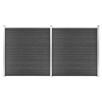 vidaXL Schuttingpanelenset 353x186 cm HKC zwart, Verzenden, Nieuw