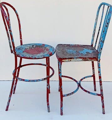 Stoel - IJzer - Twee stoelen van ijzer Bistro