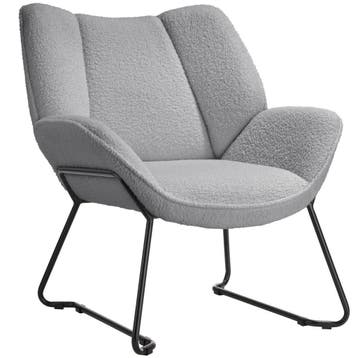 tectake Fauteuil Kjeld bouclé, gestoffeerd, 120kg draagkrach, Huis en Inrichting, Stoelen, Verzenden, Nieuw