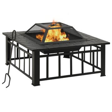vidaXL Vuurplaats met pook XXL 79x79x46,5 staal, Verzenden, Nieuw