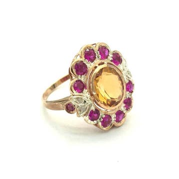 Zonder minimumprijs - Ring - 9 kt. Roségoud, Zilver Spinel -, Nieuw