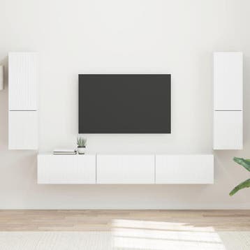 vidaXL Tv-meubelset 4 st Hoogglans wit Bewerkt hout, Huis en Inrichting, Verzenden, Nieuw