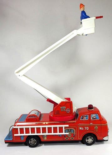 Masudaya - Blikken speelgoedauto - Snorkel Fire Engine -