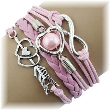 Fako Bijoux - Multi Armband - Infinity Hart Cupido - Roze, Verzenden, Nieuw