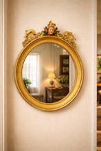 Miroir- Putti - Bois, Résine, Verre - Grand miroir avec un