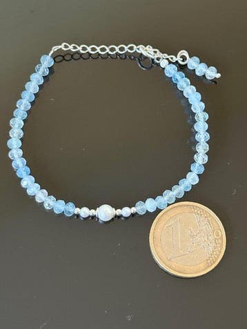 Parel - Zilver - Armband - Akoya parel, aquamarijn