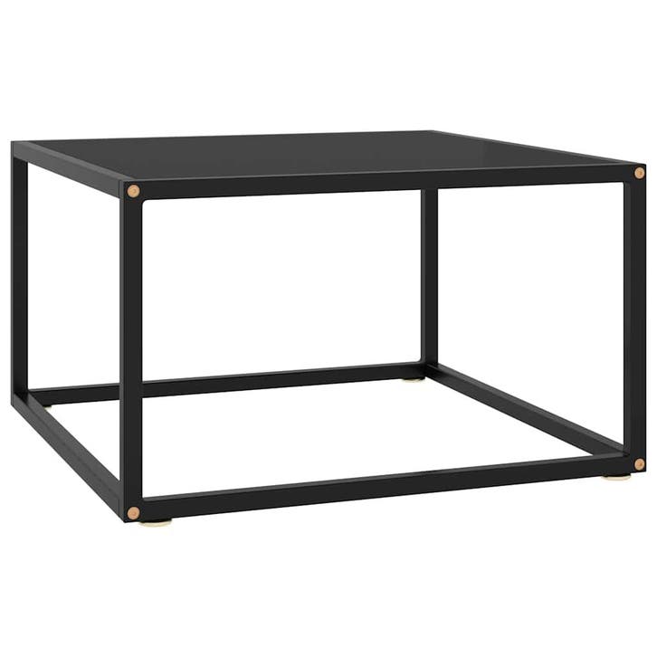 vidaXL Salontafel met zwart glas 60x60x35 cm zwart, Huis en Inrichting, Tafels | Salontafels, Nieuw, Verzenden