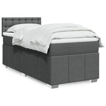 vidaXL Boxspring met matras stof donkergrijs 100x200 cm, Verzenden, Nieuw