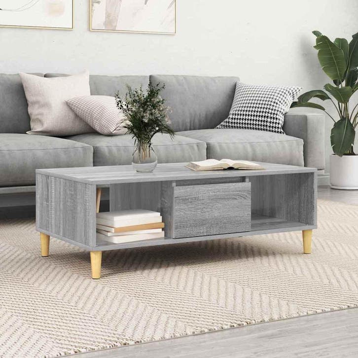 vidaXL Salontafel Grijs Sonoma 102 x 55 x 35 cm Bewerkt hout, Maison & Meubles, Tables | Tables de salon, Envoi