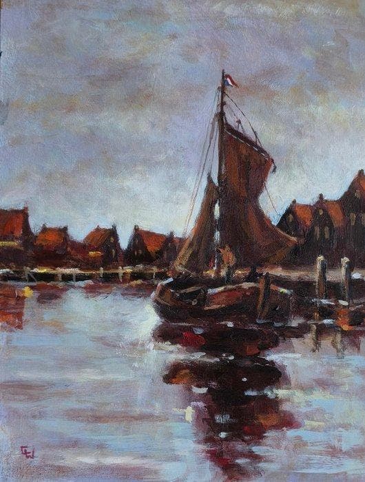Atelier C (XXI) - De aankomst, Antiek en Kunst, Kunst | Schilderijen | Klassiek