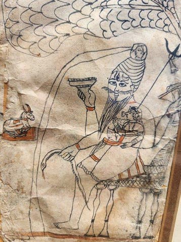 Een volks tekening van Shiva en Parvati. - India - laatste