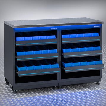 Datona Werkbank PREMIUM RVS werkblad met opbergbakken – 136, Ophalen of Verzenden