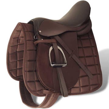 vidaXL Echt lederen paardrijzadel 16 14 cm (5-in-1 set,, Dieren en Toebehoren, Verzenden, Nieuw