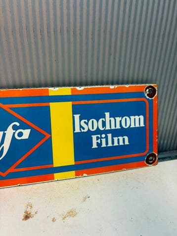 Afga Agfa Isochrom Film – Fotografie – Emaille Reclamebord, Nieuw