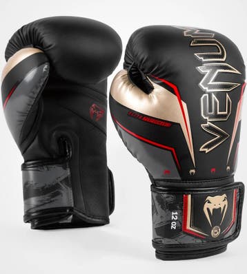 Venum Elite Evo (Kick)bokshandschoenen Zwart Goud Rood, Sports & Fitness, Boxe, Verzenden