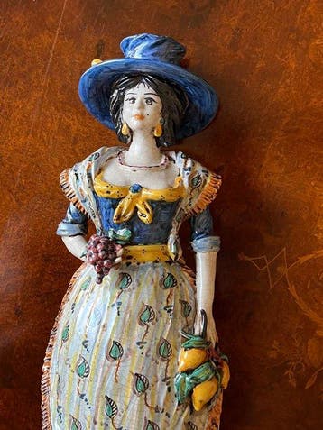 Cer. Rib. Caltagirone - Figuur - Dama con limoni - Keramiek, Antiquités & Art