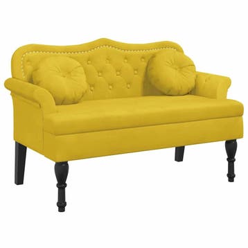 Bankje Fluweel Geel | 35% Korting | Retour Deal (zetel), Huis en Inrichting, Verzenden, Minder dan 75 cm, Tweepersoons, Zo goed als nieuw