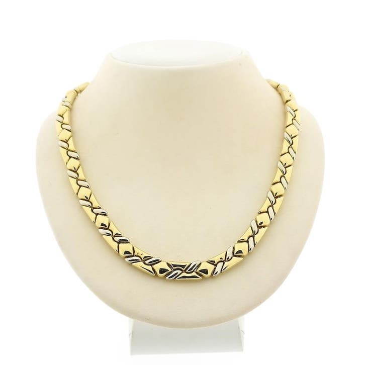 Chimento bicolor gouden collier (Ketting), Bijoux, Sacs & Beauté, Colliers, Enlèvement ou Envoi