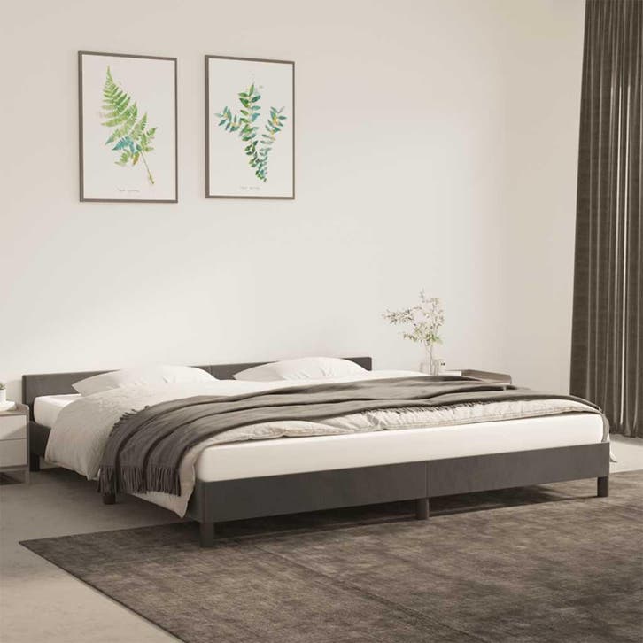 vidaXL Bedframe zonder matras 200x200 cm fluweel donkergrijs, Huis en Inrichting, Slaapkamer | Bedden, Nieuw, Verzenden