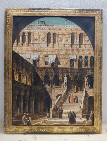 Scuola italiana (XX), da Canaletto - Il cortile di Palazzo