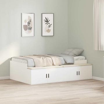 vidaXL Bedframe met lade met opslag Wit 90 x 200 cm Bewerkt, Verzenden