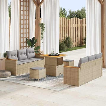vidaXL Tuinbank Set met kussen 11 pcs Beige en Lichtgrijs, Verzenden