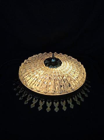 Plafondlamp - geperst loodglas met decoratieve facettering