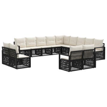 vidaXL Tuinbank Set 13 pcs Zwart poly rattan, Verzenden, Nieuw