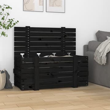 vidaXL Opbergbox 91x40,5x42 cm massief grenenhout zwart, Doe-het-zelf en Bouw, Verzenden, Nieuw
