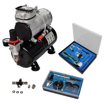 vidaXL Airbrush Compressorset met 2 pistolen, Verzenden
