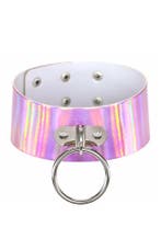 Choker Breed Roze Ring Holografisch Iridescent Halsband Coll, Handtassen en Accessoires, Kettingen, Ophalen of Verzenden, Nieuw