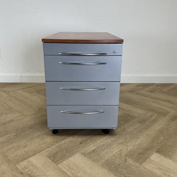 ladeblok 4 lades (hxbxd) 60x44x82 cm,  grijs -  cognac, Gebruikt