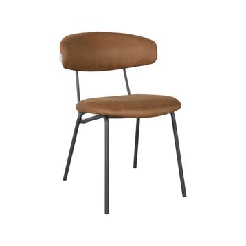 Stoel Zack | Cognac | Micro Suede | Zwart Metalen Frame | 2, Verzenden, Nieuw in verpakking