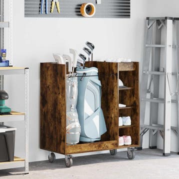 vidaXL Golfkast met wiel Effen Rook Eiken 90 x 45 x 98 cm, Verzenden, Nieuw