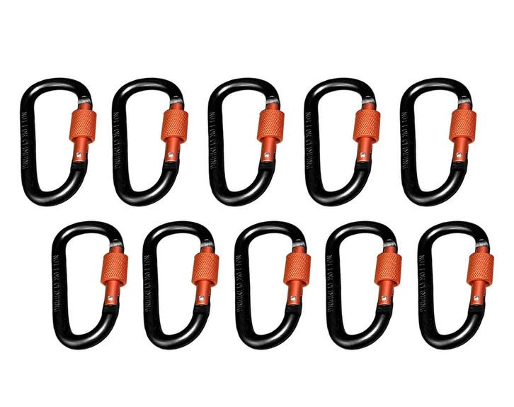 Set van 10 karabijnhaken, kleur 2: black orange, 100 kg, Bricolage & Construction, Outillage | Autres Machines, Envoi