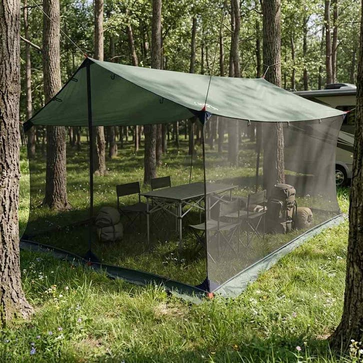 vidaXL Campingzeil met netwanden 340 x 260 x 220 cm Leger, Caravanes & Camping, Tentes, Envoi