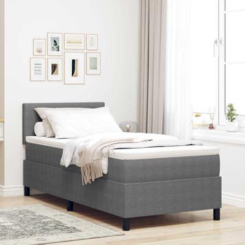 vidaXL Boxspring bed Lichtgrijs en wit 100 x 200 cm Corduroy, Verzenden, Nieuw