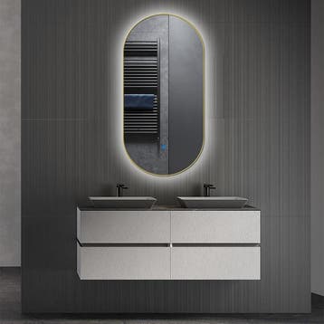 LED Spiegel 40x75cm | 20W | Goud | Dimbaar, Verwarmd, Huis en Inrichting, Woonaccessoires | Spiegels, Verzenden, Nieuw