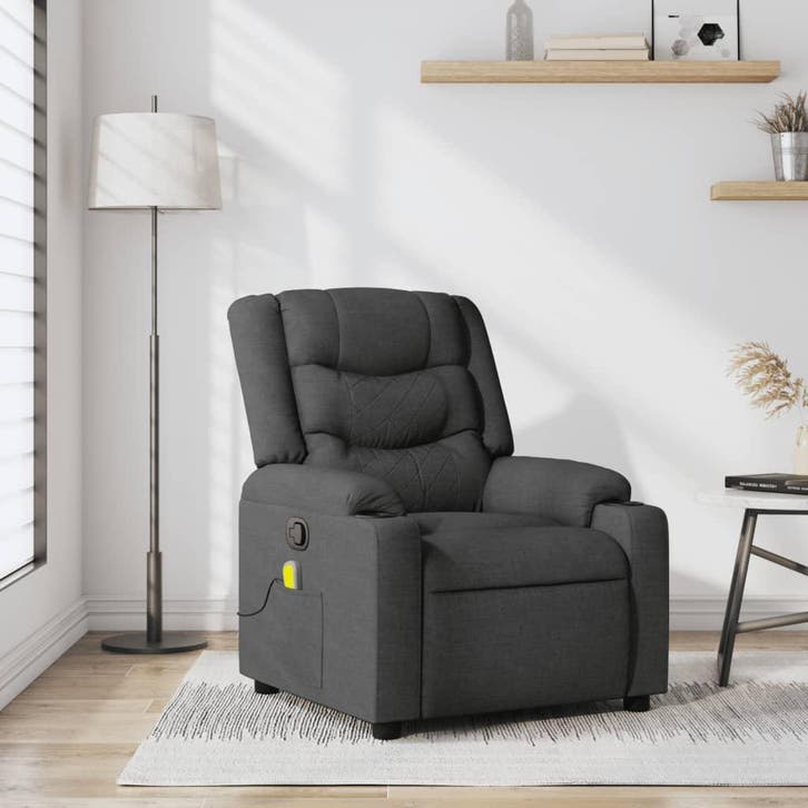 vidaXL Massagestoel in donkergrijze stof, Maison & Meubles, Fauteuils, Envoi
