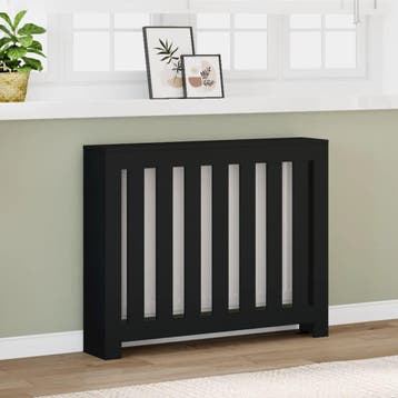 vidaXL Radiatorombouw 104x20x82 cm bewerkt hout zwart, Doe-het-zelf en Bouw, Verwarming en Radiatoren, Verzenden, Nieuw