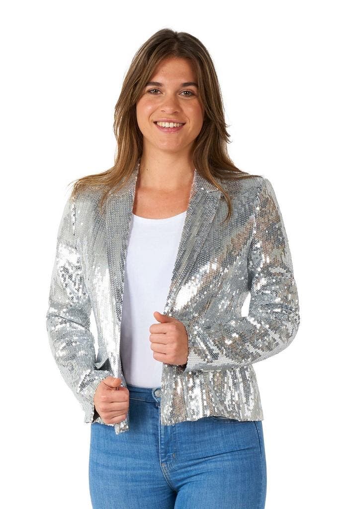 Paillet Zilver Blazer Dames Suitmeister, Kleding | Dames, Carnavalskleding en Feestkleding, Nieuw, Verzenden