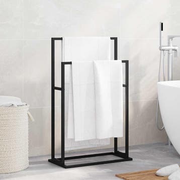 vidaXL Handdoekenrek vrijstaand 48x24x78,5 cm ijzer zwart, Maison & Meubles, Salle de bain | Linge de bain & Accessoires, Verzenden
