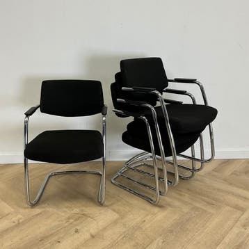 Markant vergaderstoel / stapelstoel,  zwart - chroom, Huis en Inrichting, Gebruikt, Zwart, Eén