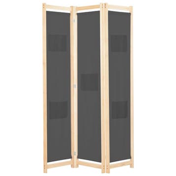 vidaXL Kamerscherm met 3 panelen 120x170x4 cm stof grijs, Verzenden, Nieuw