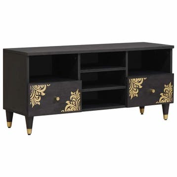 vidaXL TV Kast Zwart 100 x 33 x 46 cm Massief Mango Hout, Verzenden