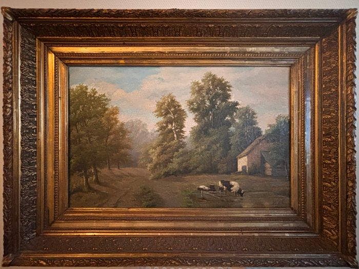 Hector Thys (1864-1915) - Village landscape, Antiek en Kunst, Kunst | Schilderijen | Klassiek