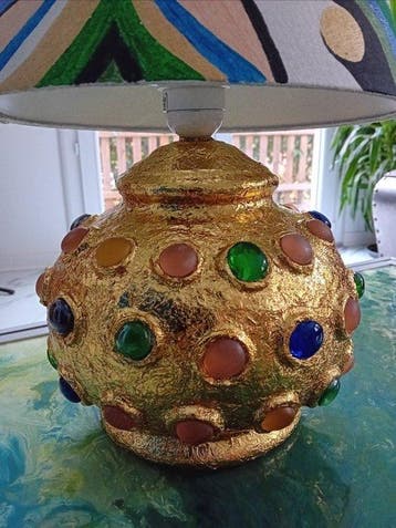 K. Line - Tafellamp - Keramiek - Lamp met bladgoud, Antiek en Kunst