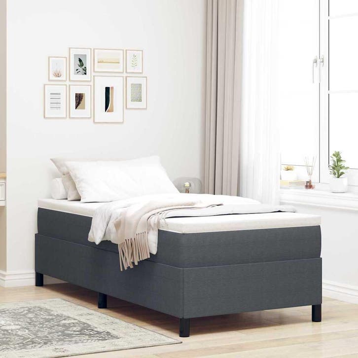 vidaXL Boxspring bed Donkergrijs 80 x 200 cm Corduroy stof, Huis en Inrichting, Slaapkamer | Bedden, Nieuw, Verzenden