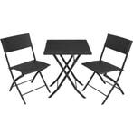 tectake Wicker balkonset Trevi - zwart, Tuin en Terras, Verzenden, Nieuw